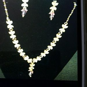 kundan art sterling silver set